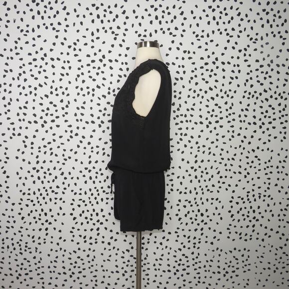 L Space Black Carly Embroidered Yoke Sleeveless Romper - Picture 6 of 11